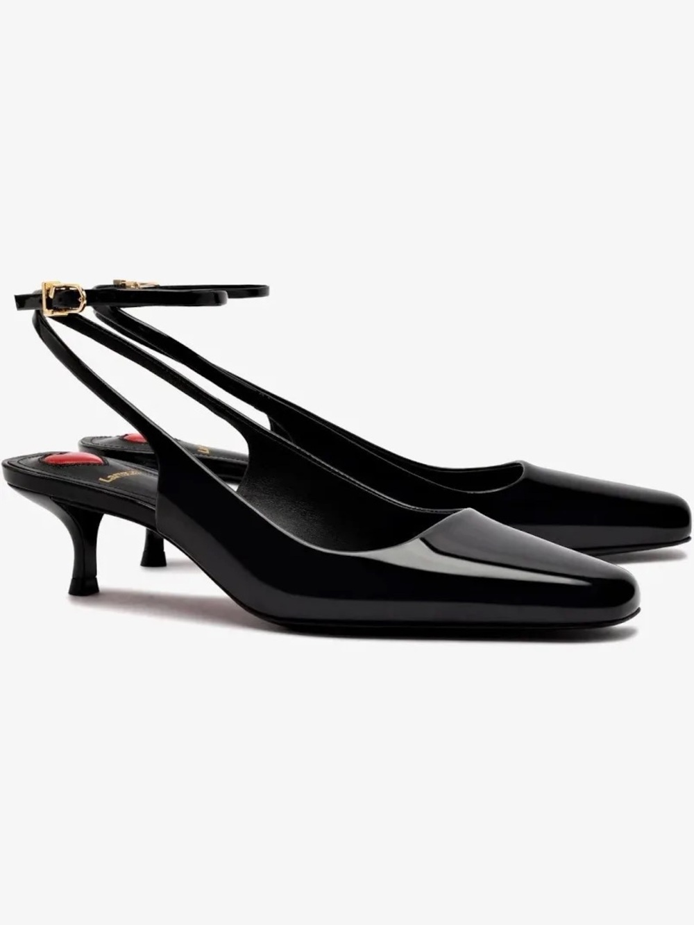 Larroude Amal Black Patent Leather Heels
